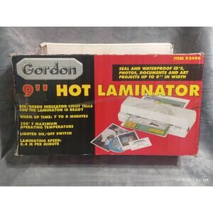 GORDON 9" HOT LAMINATOR 92499 and Gordon Pouch Laminate, 9 X 11 X 1/2”, 9 PCs